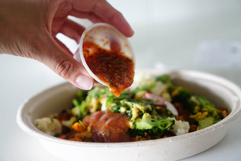 Pork enchilada rice bowl